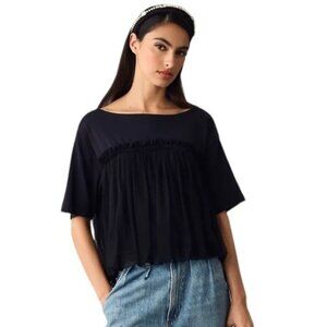 Maeve by Anthropologie Black Ruffle Blouse….Size Small